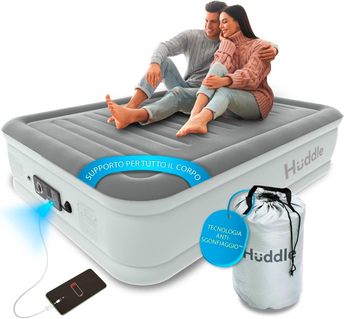 717xyamDrOL._AC_SL1500_ Lussuoso Materasso Matrimoniale Gonfiabile con Tecnologia Dual Pump – 203 x 152 x 33 cm - immagine 1