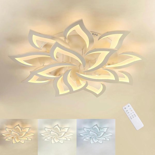 Plafoniera LED Soffitto Dimmerabile 3000K-6000K, Creativa Petalo Lampadario Soggiorno 84W 8400lm, Lampadario Camera da Letto da Pannello Acrilico, Lampadario LED, Lampadari Moderni 14Luci