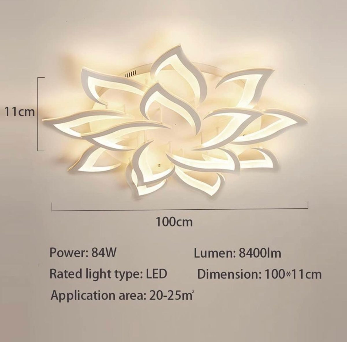 Plafoniera LED Soffitto Dimmerabile 3000K-6000K, Creativa Petalo Lampadario Soggiorno 84W 8400lm, Lampadario Camera da Letto da Pannello Acrilico, Lampadario LED, Lampadari Moderni 14Luci - immagine 2