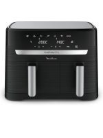Moulinex Dual Easy Fry, Friggitrice ad Aria con Doppio Cestello XL, 8.3 L/2.2Kg, Capacità fino a 6-8 Persone, Doppia Resistenza Superiore, 7 Programmi, App Ricette, Lavabile in Lavastoviglie, EZ9018