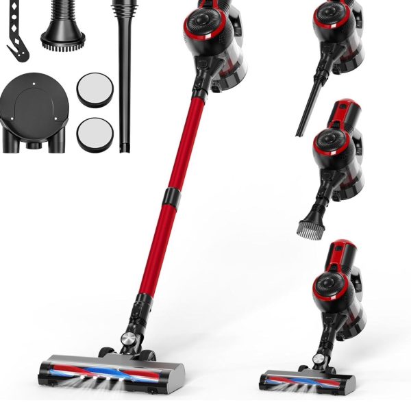 QEXREED Aspirapolvere Senza Fili Potente 4-In-1, Potente Scopa Elettrica Senza Fili 160W 25000Pa, Scopa Elettrica con 2 Modalità, 40 Minuti Di Funzionamento, Filtrazione Del 99,9% Delle Particelle