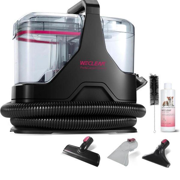 WECLEAN C3 - Pulitore per tappezzeria, per tappeti, divani, scale, finestre, specchi, mobili imbottiti, auto, 600 Watt, 15 KPa, nero/rosa