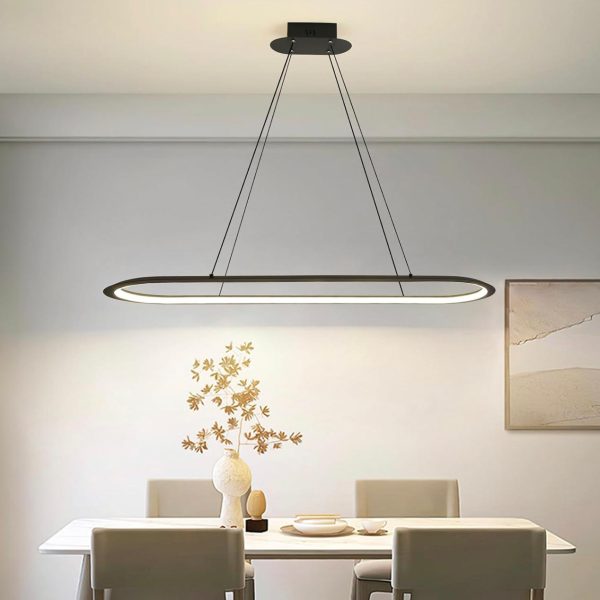 Moderna Lampada a Sospensione da Tavolo da Pranzo, 100cm Colore Nero Dimmerabile da 10% a 100% con Telecomando e Funzione Memoria 3 Luci di Colore (3000k/4500k/6000k) per Cucina, Interni