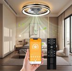 48cm Ventilatore da Soffitto Silenzioso con Luce e Telecomando, Dimmerabile Lampada Ventilatore da Soffitto Moderno con Reversibile Motore DC, Lampadario Ventilatore per Camera da Letto, Cucina
