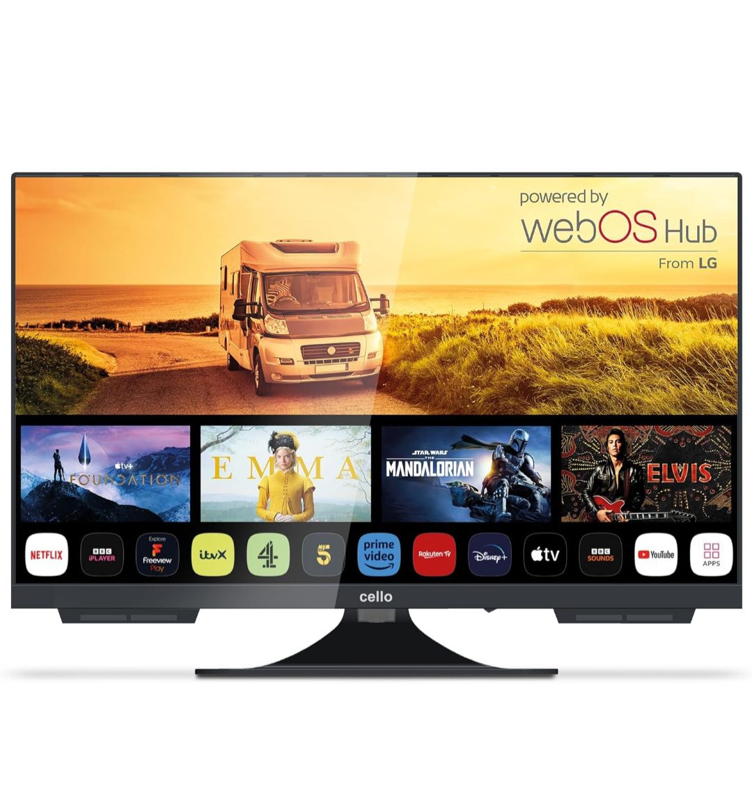 Screenshot_20250712_193356_Amazon Shopping Cello Televisore 24" Smart Traveller HD TV con Altoparlante Incorporato e Sistema WebOS Hub per Roulotte e Camper - immagine 1