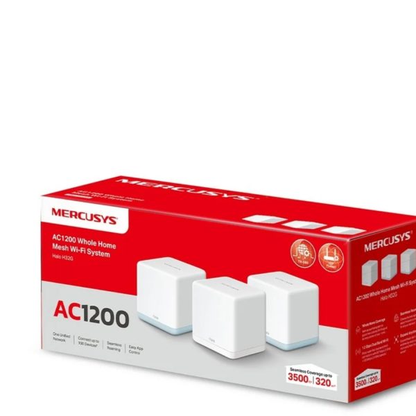 Mercusys Halo H32g AC1200 Sistema Wi-Fi Dual-band 5 Gigabit Mesh Bianco con 3 Unità per Copertura WiFi fino a 3500 m²