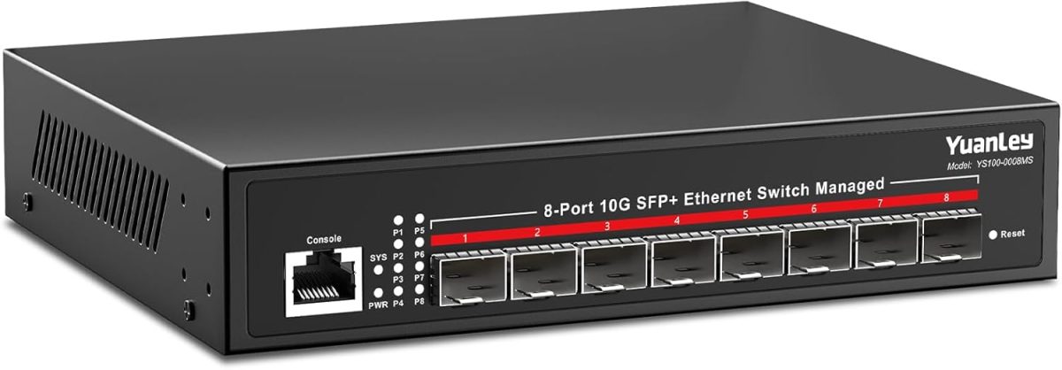 61UDCadGW5L._AC_SL1500_ YuanLey Switch Gestito 10G a 8 Porte, 8X SFP+ 10Gbps, Switch Ethernet SFP L3 a Gestione Intelligente, Aggregazione di Link, VLAN, QoS, ACL, Switch di Rete Multi-gig 10Gbe Montabile su Rack, 160Gbps - immagine 1