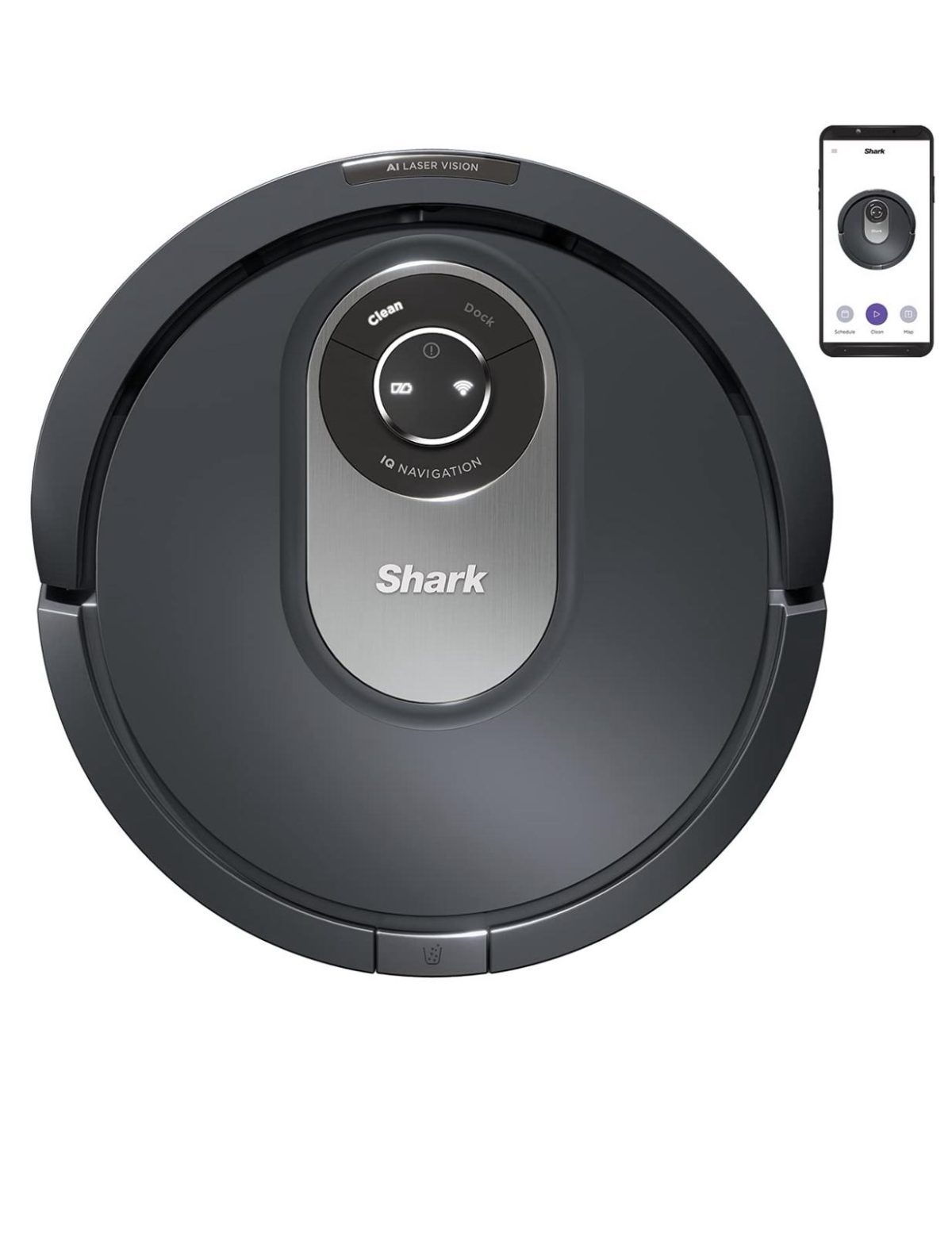 8737c323-915d-494e-b1dd-a0cb155192a9 Shark AI Aspirapolvere Robot, con Anti Hair Wrap Adatto a Tutti i Tappeti e Pavimenti Duri, Autonomia Fino a 90 Minuti, Controlli Manuali e Via App, Grigio RV2001EU - immagine 1