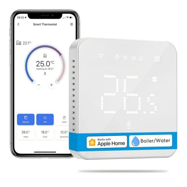 Meross Termostato WiFi, Termostato Smart per Caldaia, Cronotermostato, Termostato da Parete Intelligente per Apple HomeKit, Alexa e Google Assistant, Funzione Programmazione, LED Digitale Touchscreen