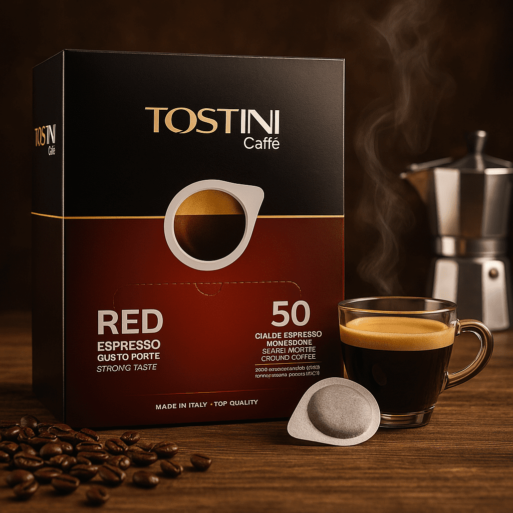 ChatGPT Image 17 set 2025, 19_20_28 Tostini Caffè Red Espresso – 50 Cialde Gusto Forte - immagine 1