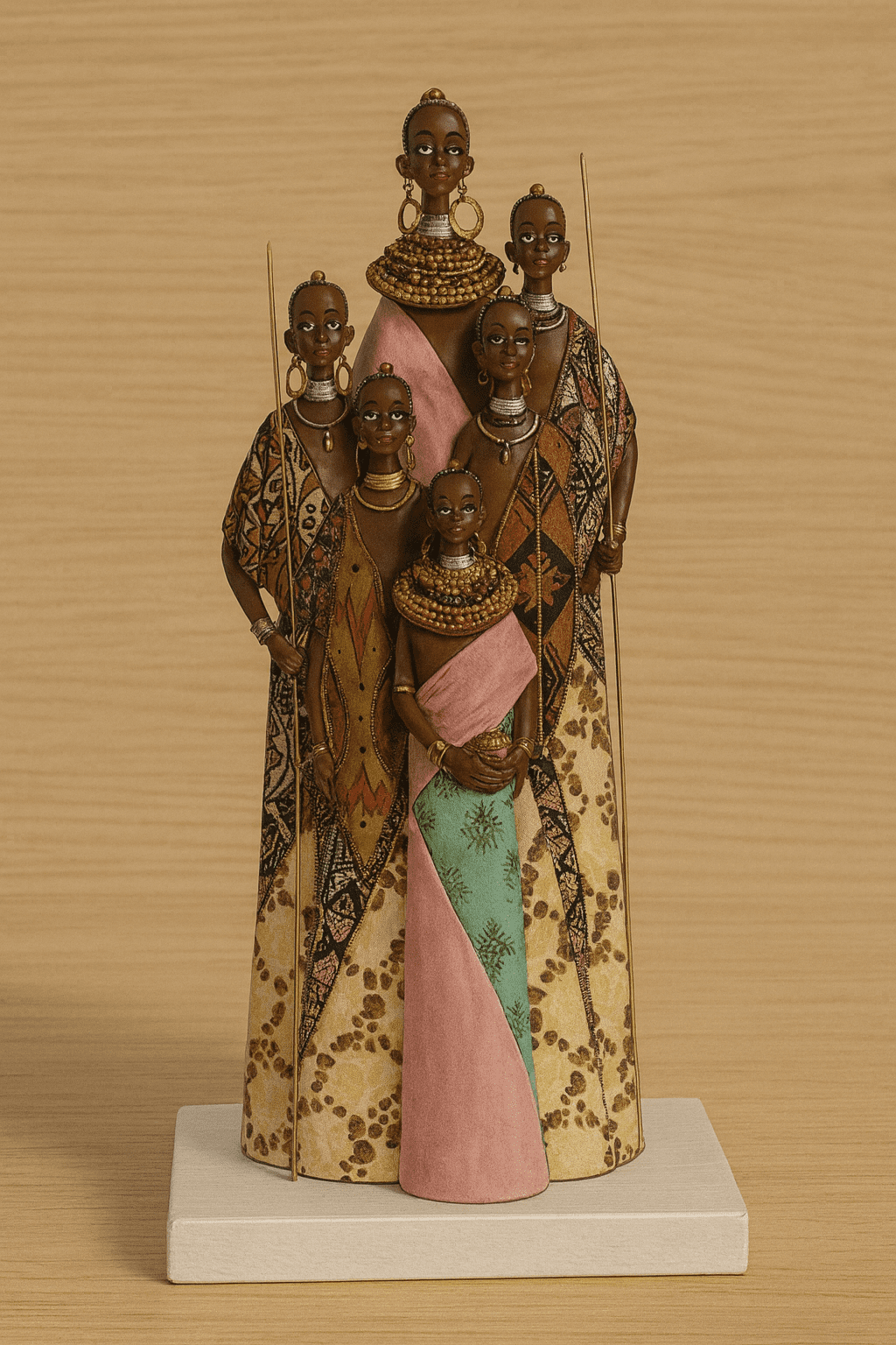 ChatGPT Image 18 set 2025, 19_39_00 Statuetta Etnica in Resina – Famiglia Africana con Abiti Tradizionali - immagine 1