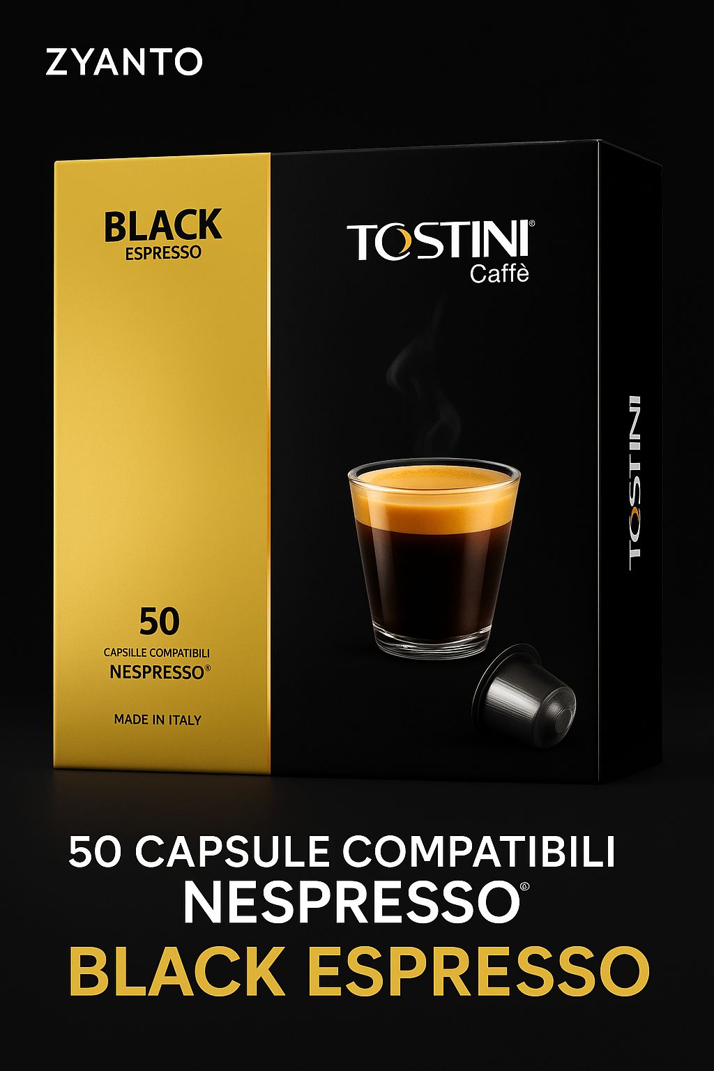 b04d4f33-596b-4a82-807a-1d7fd5dd8045 Tostini Caffè – Capsule Compatibili Nespresso Black Espresso 50 pz – Gusto Morbido e Cremoso - immagine 1