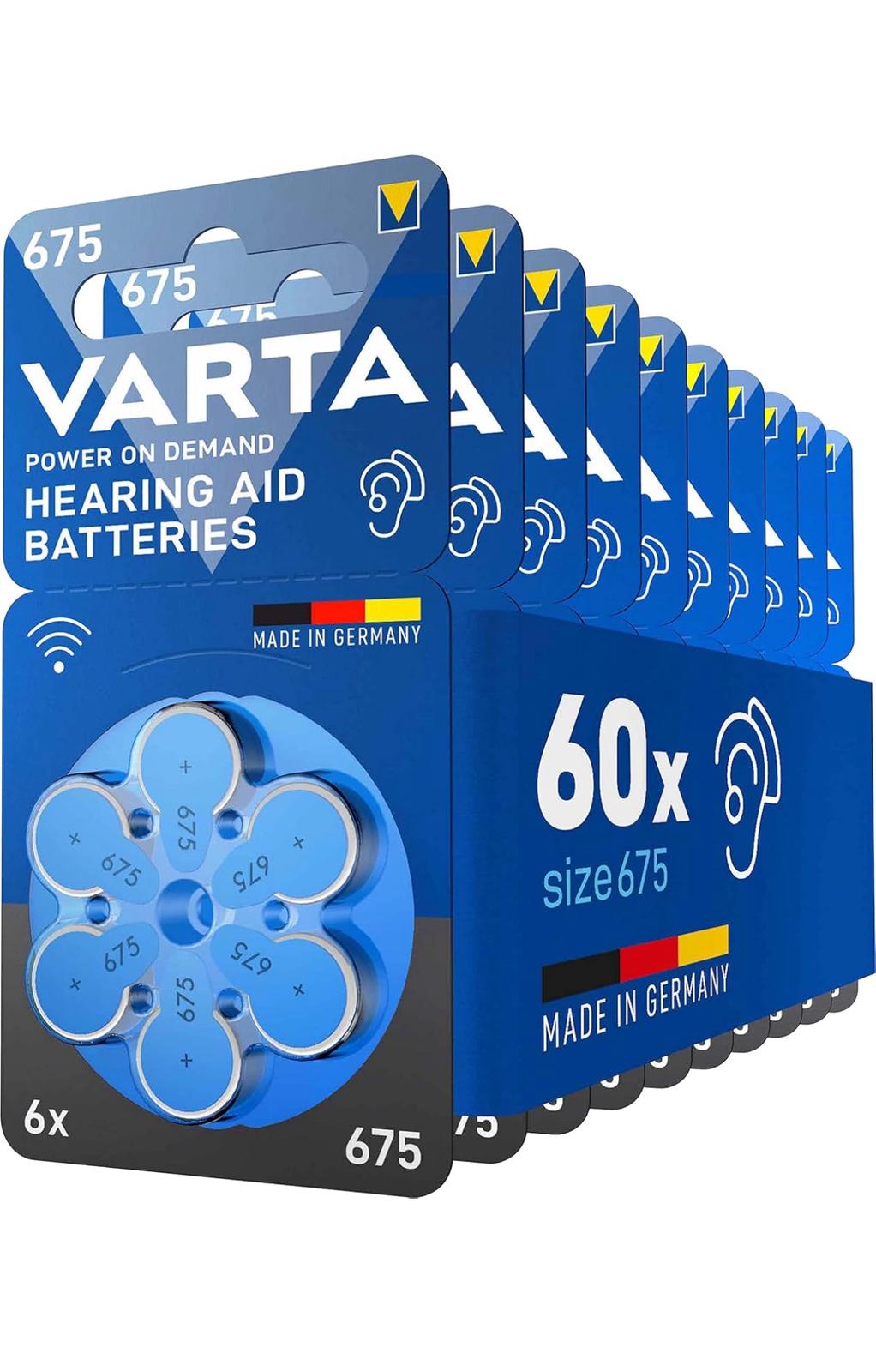 20454409-b543-48ff-966d-34fd88a92272 VARTA Batterie per apparecchi acustici 675 – Confezione da 60 pezzi Power on Demand - immagine 1