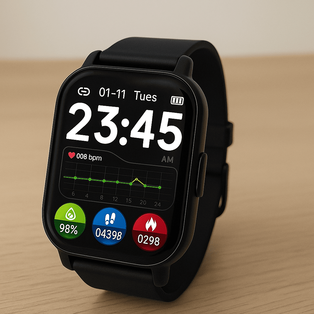 ChatGPT Image 24 ott 2025, 20_18_27 Usato, Smartwatch Popglory con un solo cinturino nero - immagine 1