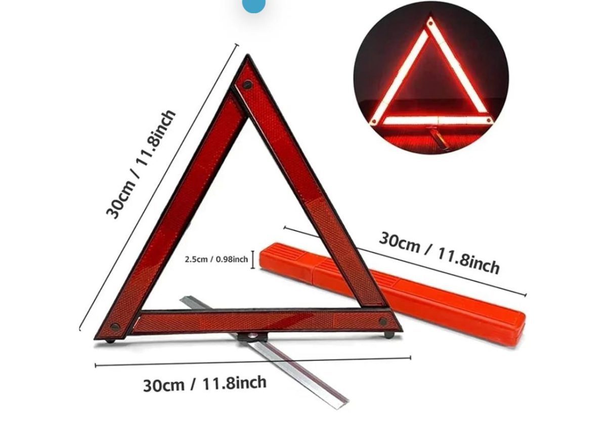 a42e8f41-f584-4913-ada4-1f5d70a9bc87 Triangolo di Emergenza per Auto | Segnale Riflettente Pieghevole con Supporto in Metallo e Custodia - immagine 1