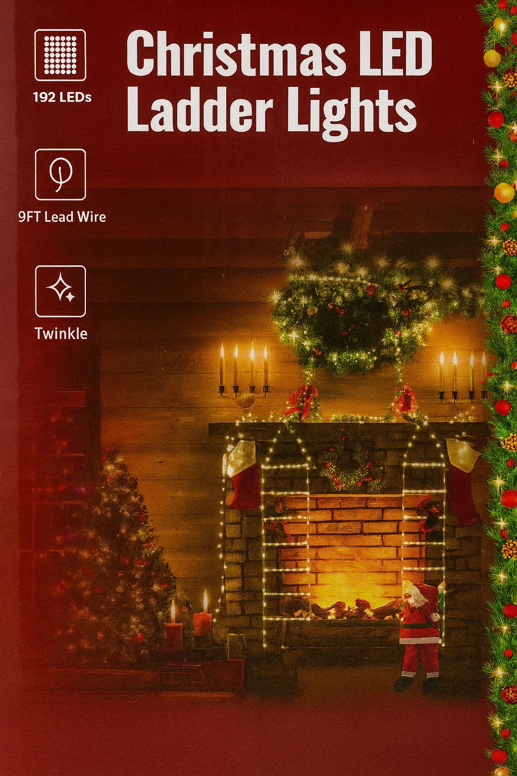 IMG-20251127-WA0021 Christmas LED Ladder Lights – Luci Natalizie a Scala con 192 LED, Effetto Twinkle, 9FT – Decorazione Natalizia per Interni - immagine 1
