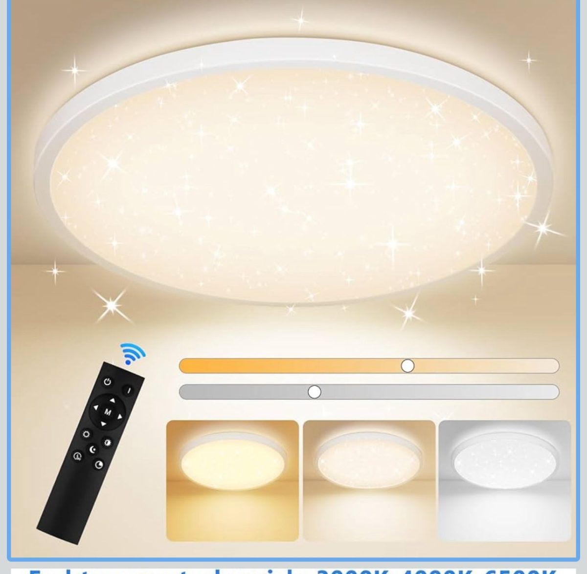 IMG-20251127-WA0026 Lampada da soffitto a LED dimmerabile, 3000 K-6500 K, con telecomando, lampada da soffitto rotonda, per cucina, cameretta dei bambini, camera da letto, soggiorno, 30 cm - immagine 1