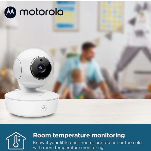 Motorola Nursery VM55 - Telecamera Babyphone - Visione notturna - Schermo LCD da 5 pollici - Wireless - Monitoraggio della temperatura - Sistema di comunicazione bidirezionale bianco