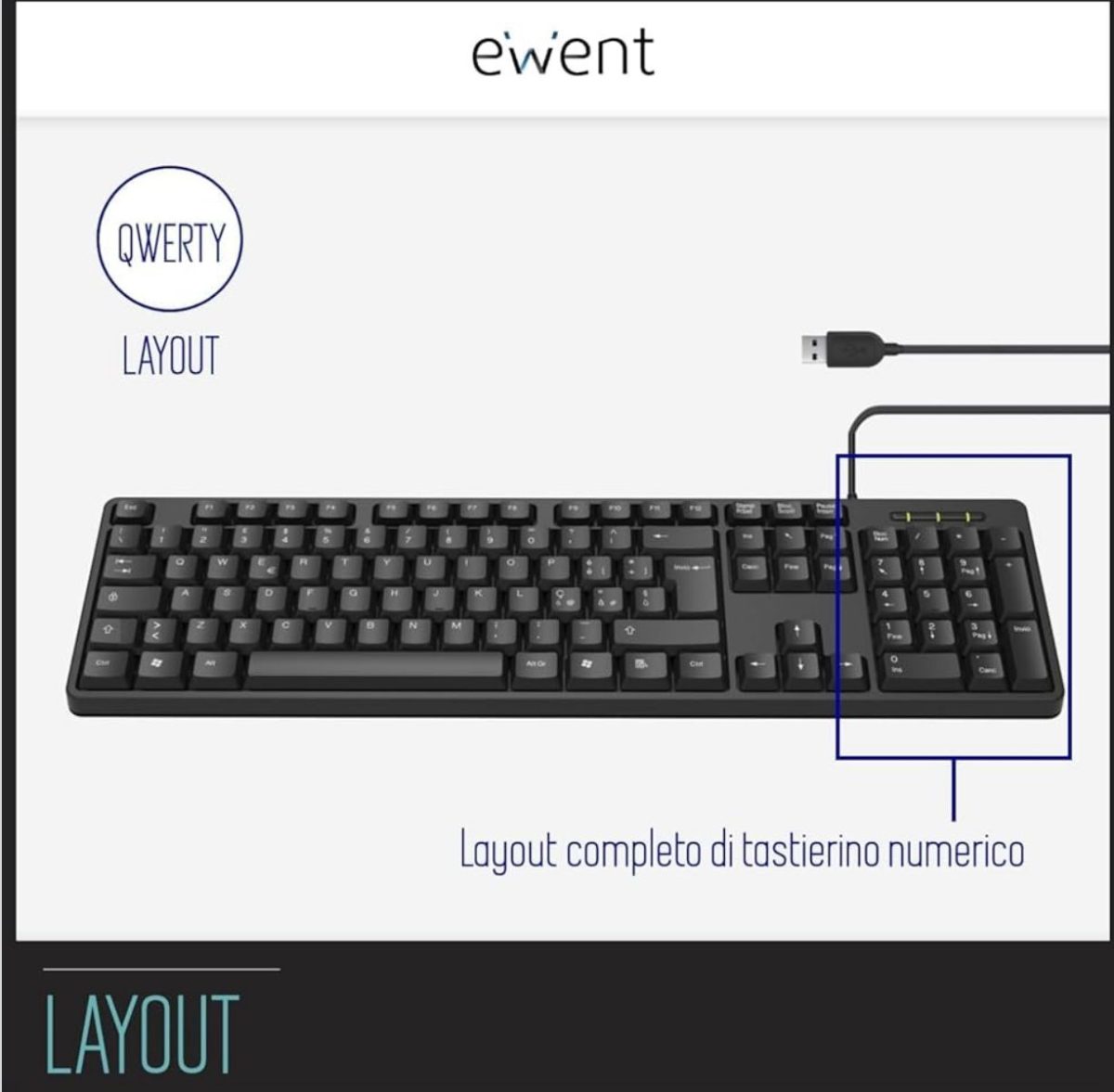 IMG-20251127-WA0051 Ewent Tastiera Professionale USB Cablata, Layout Italiano QWERTY, Tastiera con filo per PC/Notebook/Laptop, Mac/Windows, nera - immagine 1