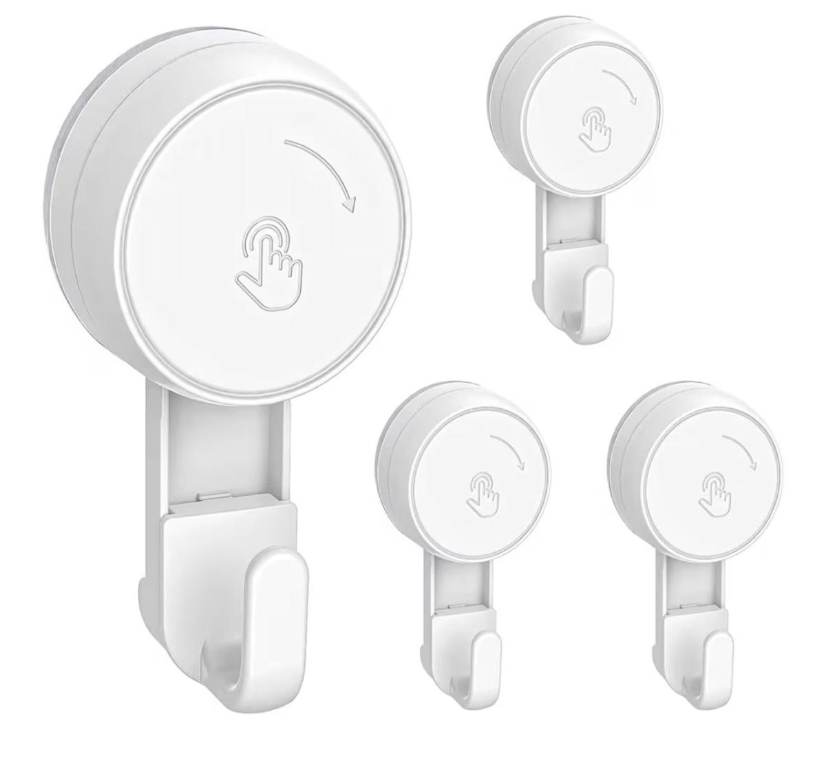 Set di 4 Ganci a Ventosa in Plastica, Gancio Ventosa a Parete Forte, Gancio Appendini Senza Foratura, Appendi Aaccappatoio Impermeabile e Resistente, Porta Asciugamani Ventosa Bagno 5KG Bianco - immagine 1