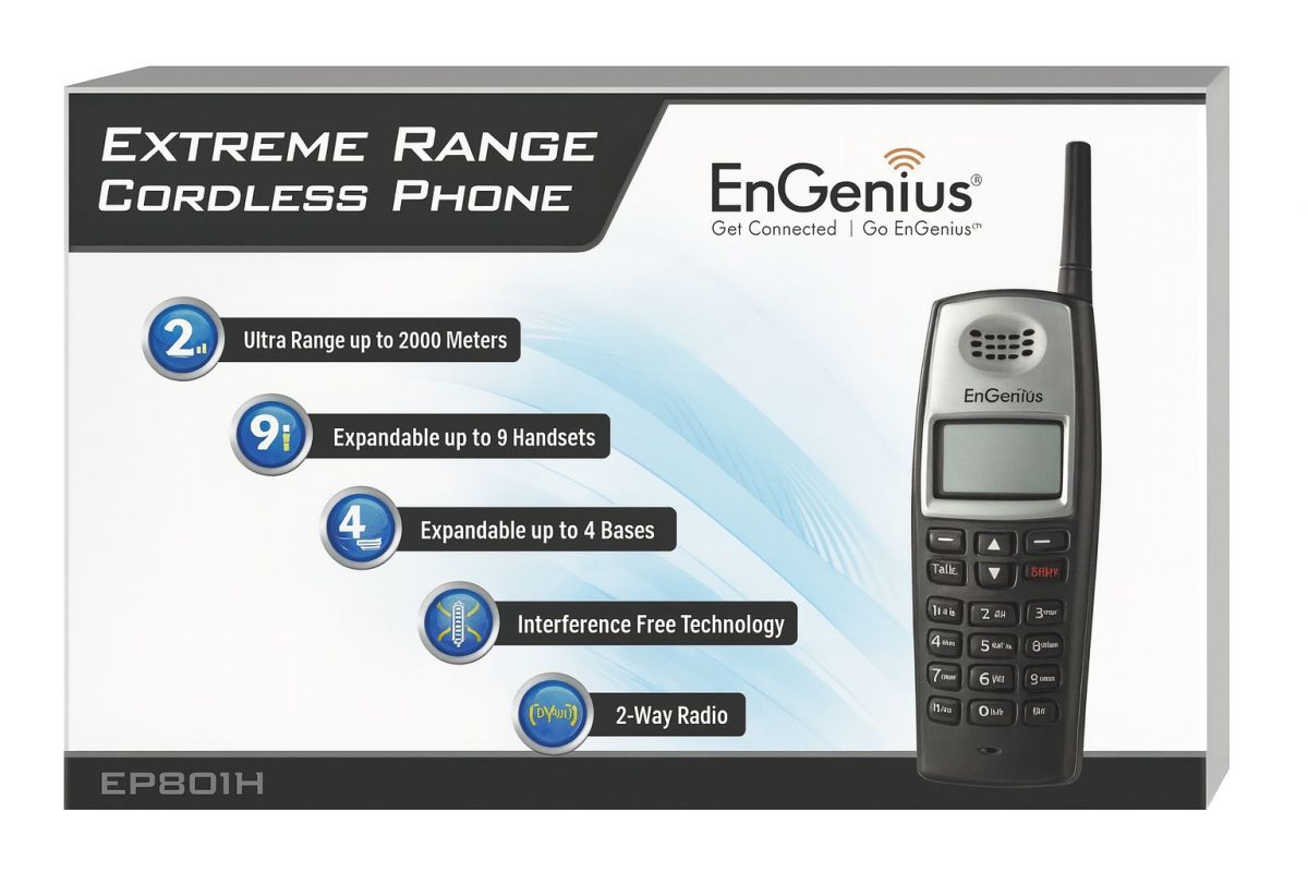 IMG-20251201-WA0043 EnGenius EP801H Telefono Cordless Professionale a Lunga Gittata – Fino a 2km – Espandibile 9 Handset – Interferenze Zero – 2-Way Radio - immagine 1