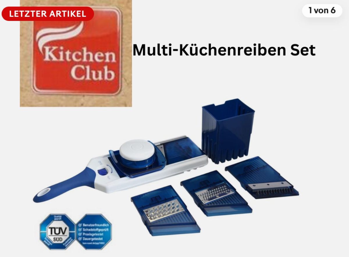 IMG-20251204-WA0002 Set Affettatrice e Grattugia Multiuso Kitchen Club – 5 Lame Intercambiabili, - immagine 1