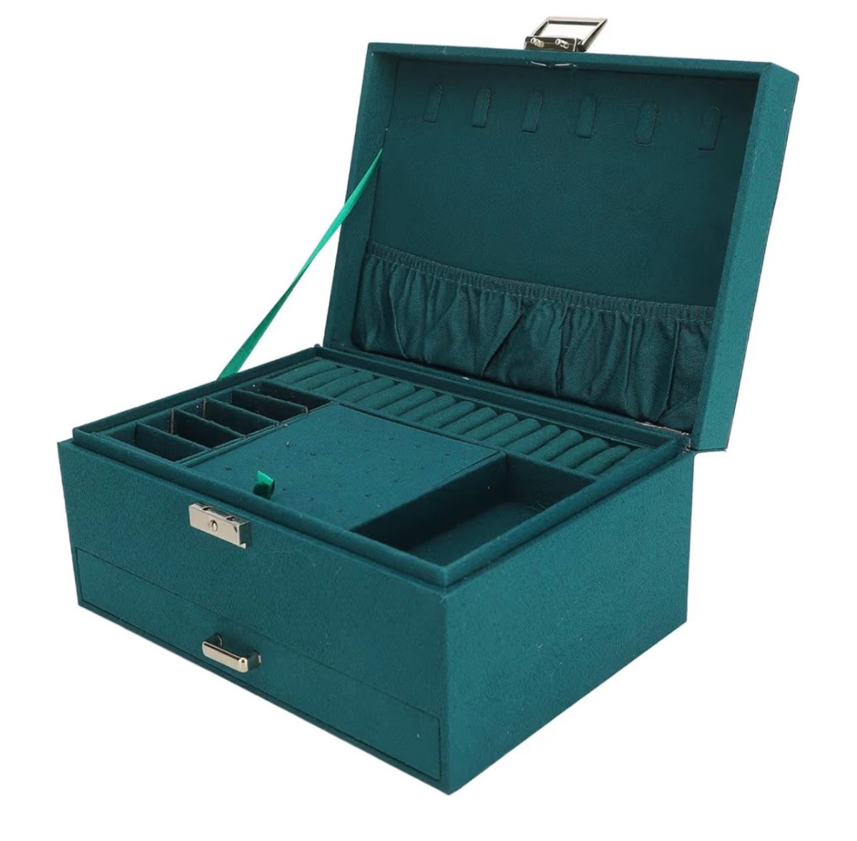 IMG-20251208-WA0004 Custodia per Gioielli a 3 Strati, Grande Scatola per Gioielli con Fessure per Anelli Ganci per Collane Fori per Orecchini, Materiale per Lanugine per Donne, 24x17x11 Cm - immagine 1