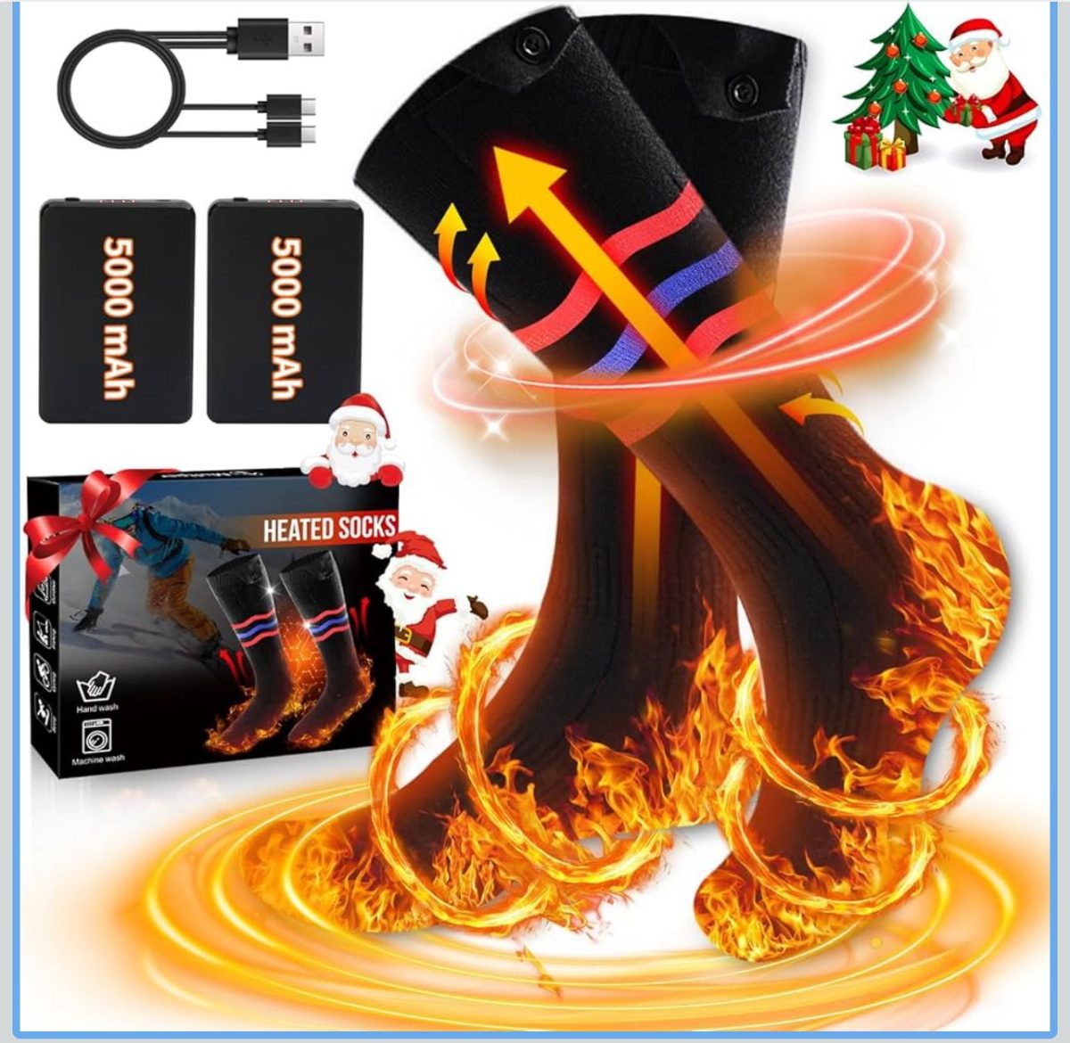 IMG-20251208-WA0006 Calze Riscaldate a Batteria per Uomo e Donna, 2×5000mAh Calze Termiche Ricaricabili, 3 Livelli di Calore, Calzini Termici Lavabili, Scaldapiedi Elettrico per Sport, Sci, Campeggio - immagine 1