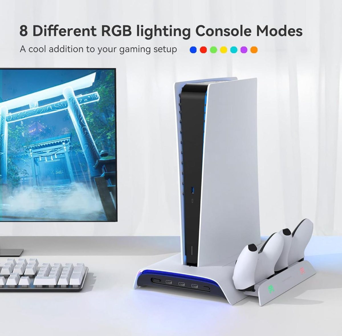 IMG-20251208-WA0009 KIWIHOME Supporto di Raffreddamento Verticale, con RGB, Ventola a 3 Livelli, Stazione di Ricarica per Doppio Controller, 10 Slot di Gioco, Accessori per PS5 - immagine 1