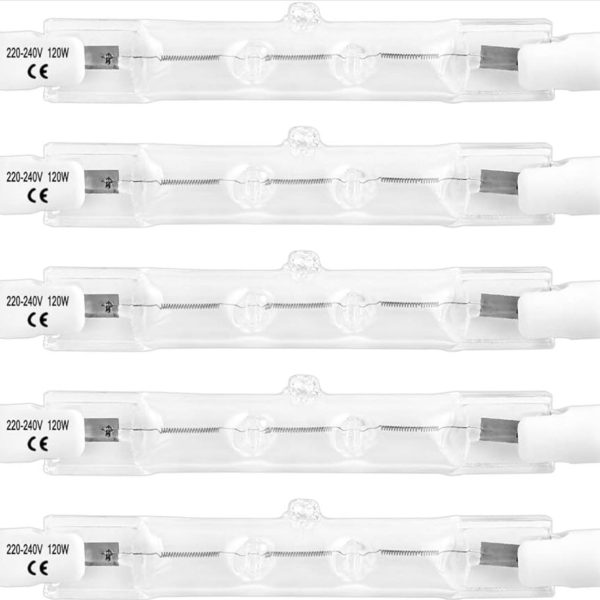 Lampadina Alogena Lineare 78mm 120W Dimmerabile, 1800LM Bianco Caldo 2700K, 220-240V, Lampadina Alogena R7S J78 confezione da 5