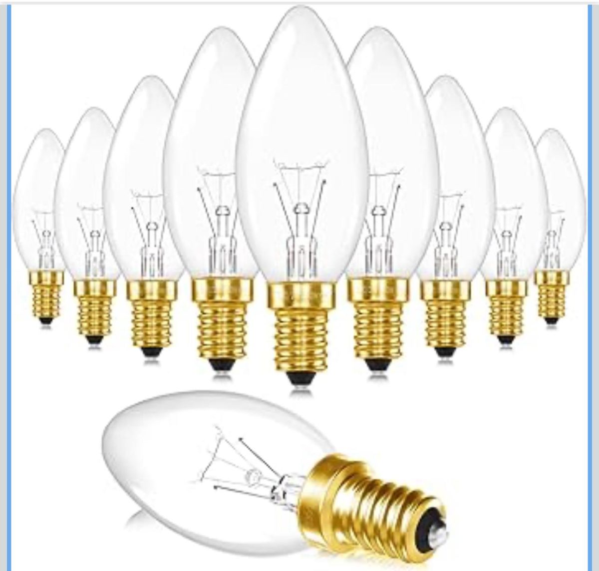IMG-20251210-WA0019 Lampadina Candela E14 220V, Dimmerabile C35 Candela 400LM Bianca Calda 2700K, Trasparente Lampadine C35 Candela E14 per Lampadario, Lampada a Muro, Luce di Cristallo, 10 Pezzi - immagine 1