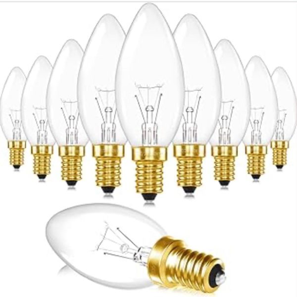 Lampadina Candela E14 220V, Dimmerabile C35 Candela 400LM Bianca Calda 2700K, Trasparente Lampadine C35 Candela E14 per Lampadario, Lampada a Muro, Luce di Cristallo, 10 Pezzi