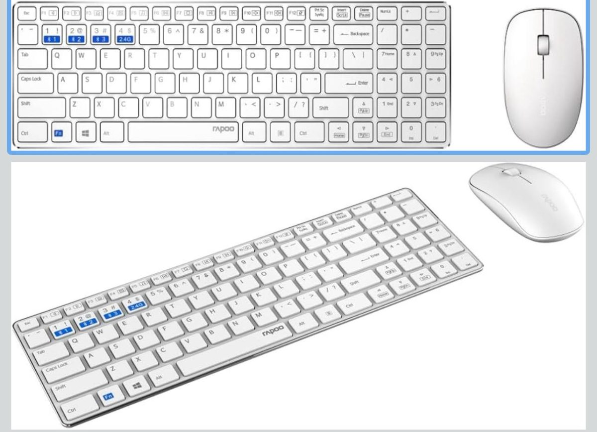 IMG-20251216-WA0000 Rapoo 9300M clavier Souris incluse RF sans fil + Bluetooth QWERTZ Allemand Blanc - immagine 1