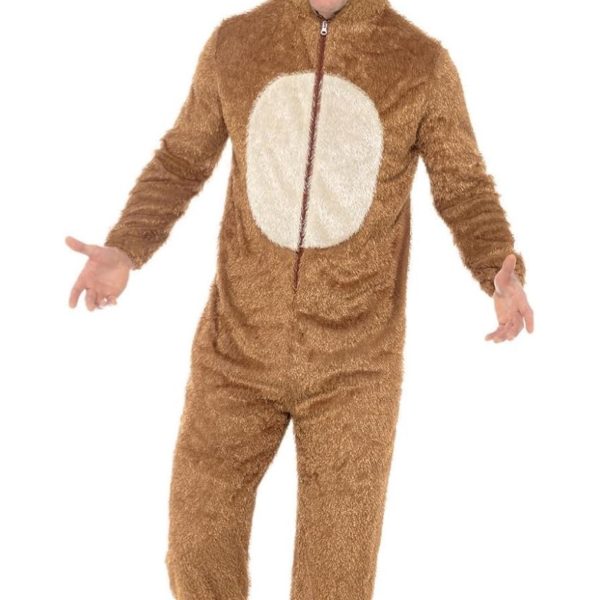 Reindeer Costume, Brown with Hooded Jumpsuit, Christmas Adult Fancy Dress, Animal Dress Up Costumes Taglia m